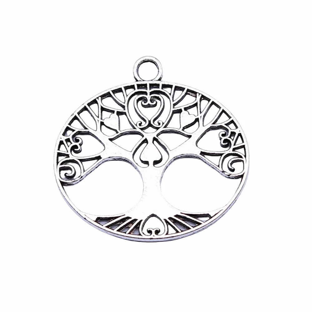 23x24mm 1.6g Antique Silver Zinc Alloy Tree of Life Charm Pendant for DIY Necklace Jewelry Making
