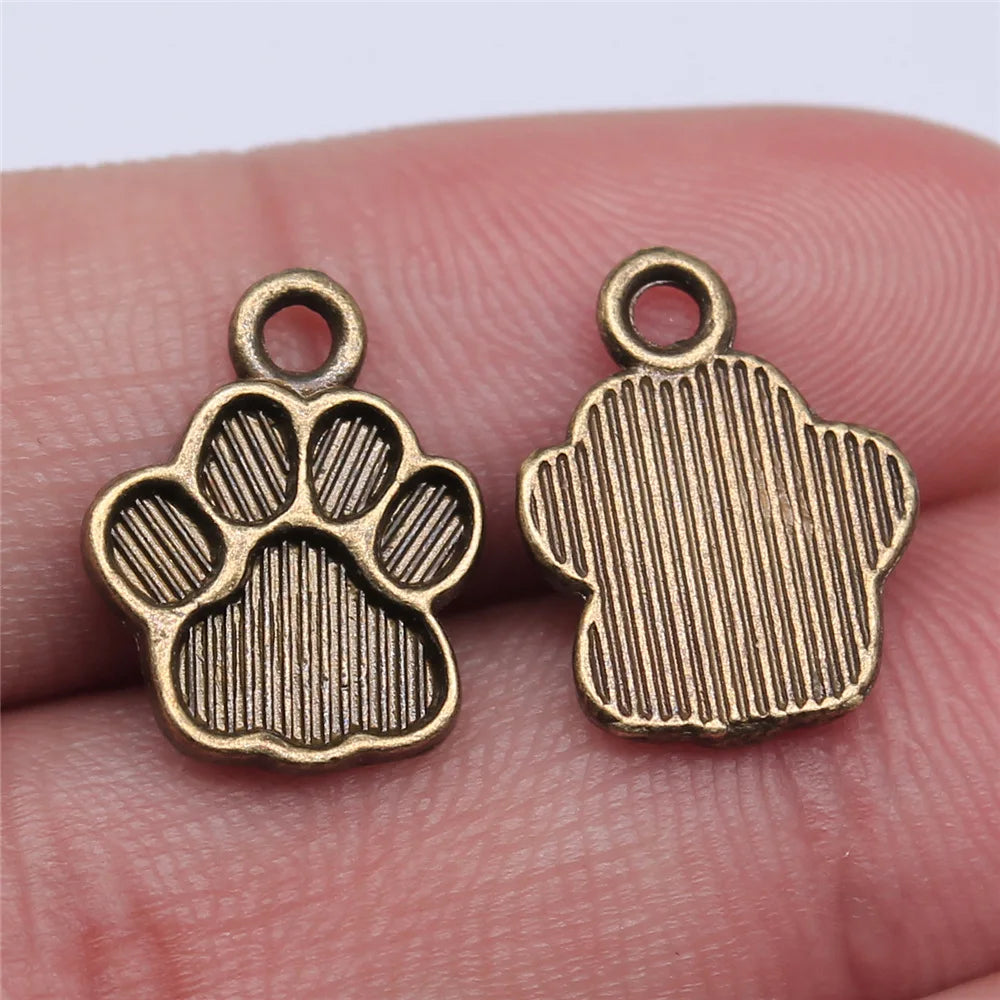 15x12mm 0.8g Multicolor Zinc Alloy Dog Paw Charm Pendant for DIY Pet Jewelry and Bracelet Making