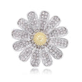 Elegant Full Rhinestone Daisy Flower Brooch Alloy Lapel Pin Corsage For Suits Shirts And Fashion Gifts