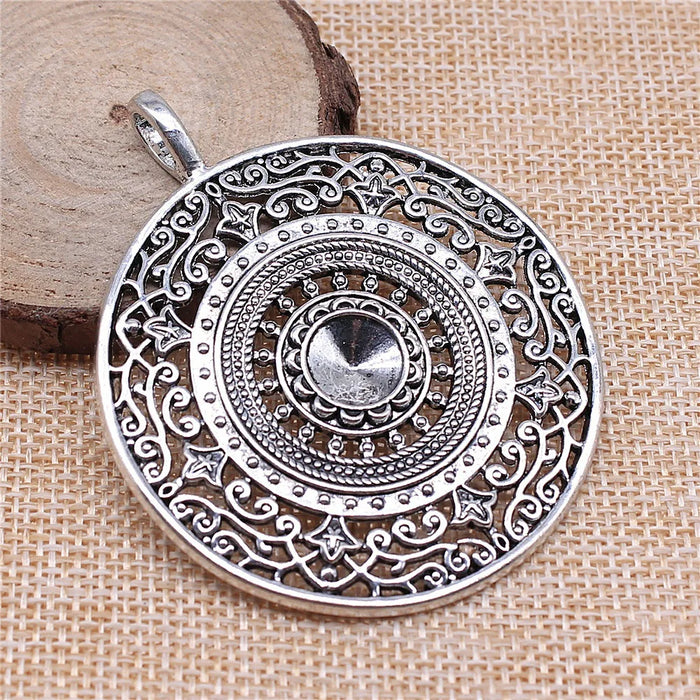 68x56mm 15.6g Zinc Alloy Mandala Pattern Charm Pendant for DIY Necklace Earring Jewelry Making