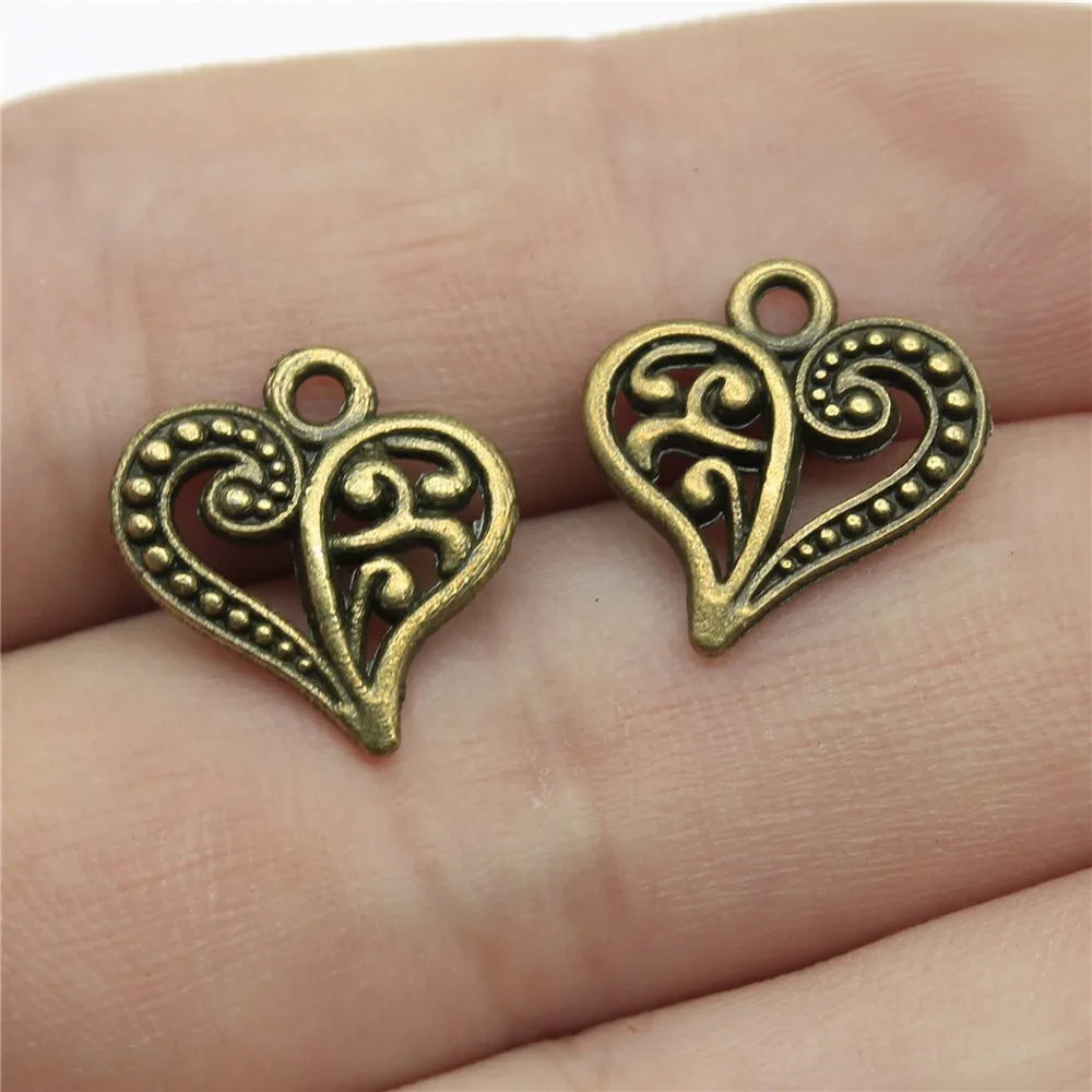 15x14mm 0.9g Multicolor Zinc Alloy Small Heart Charm Pendant for Bracelet Necklace Making
