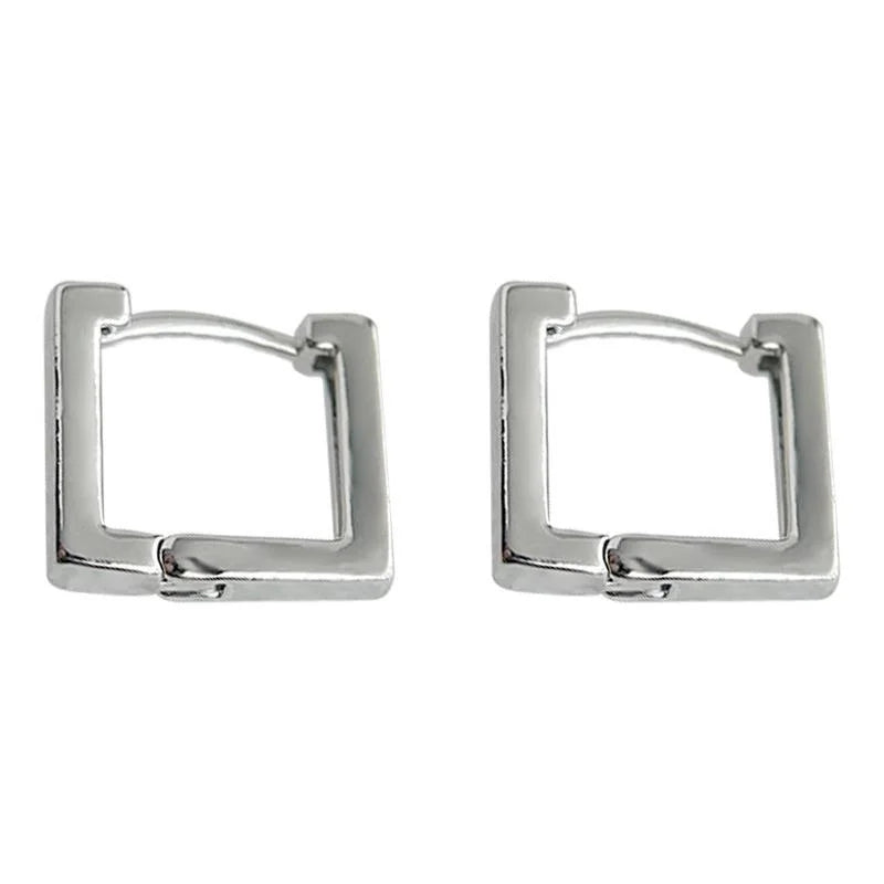 Minimalist Copper Square Geometric Stud Earrings Hollow Line Smooth High-End Commuter Jewelry