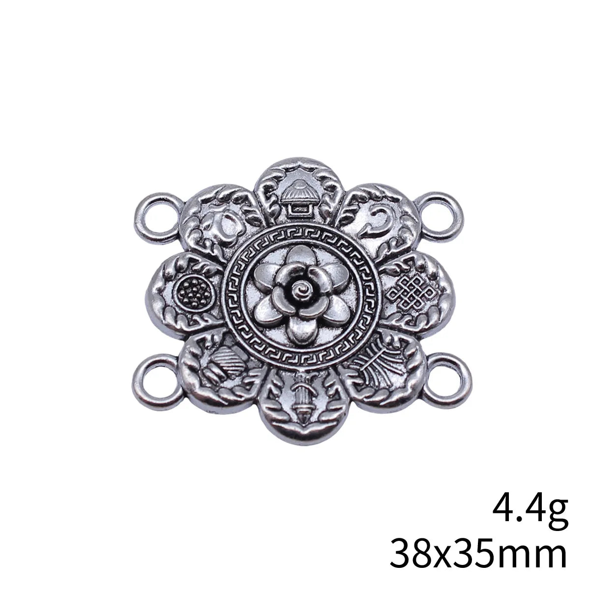 38x35mm 4.4g Antique Silver Zinc Alloy Four-Hole Connector Charm for Body Chain Waist Chain Making