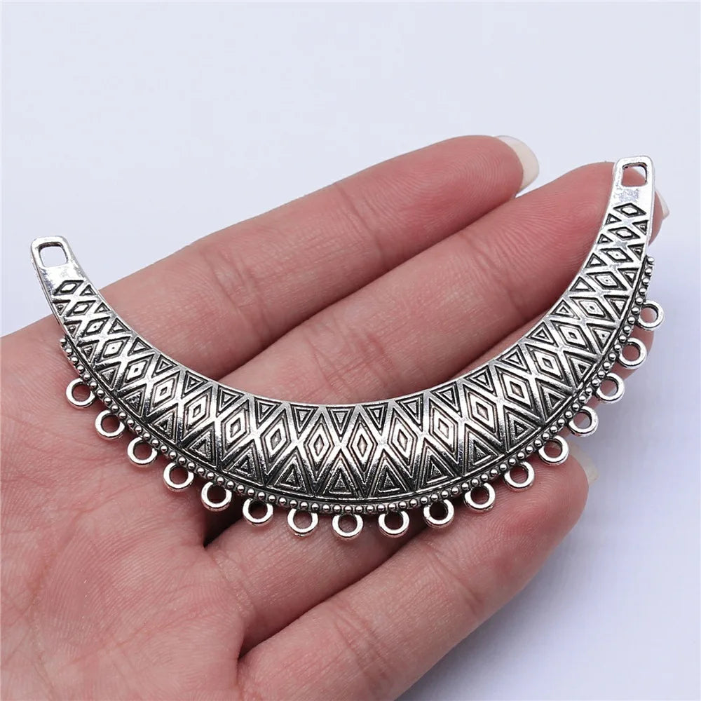 86x50mm 11g Multicolor Zinc Alloy Large Ornate Necklace Connector Charm for DIY Jewelry Making