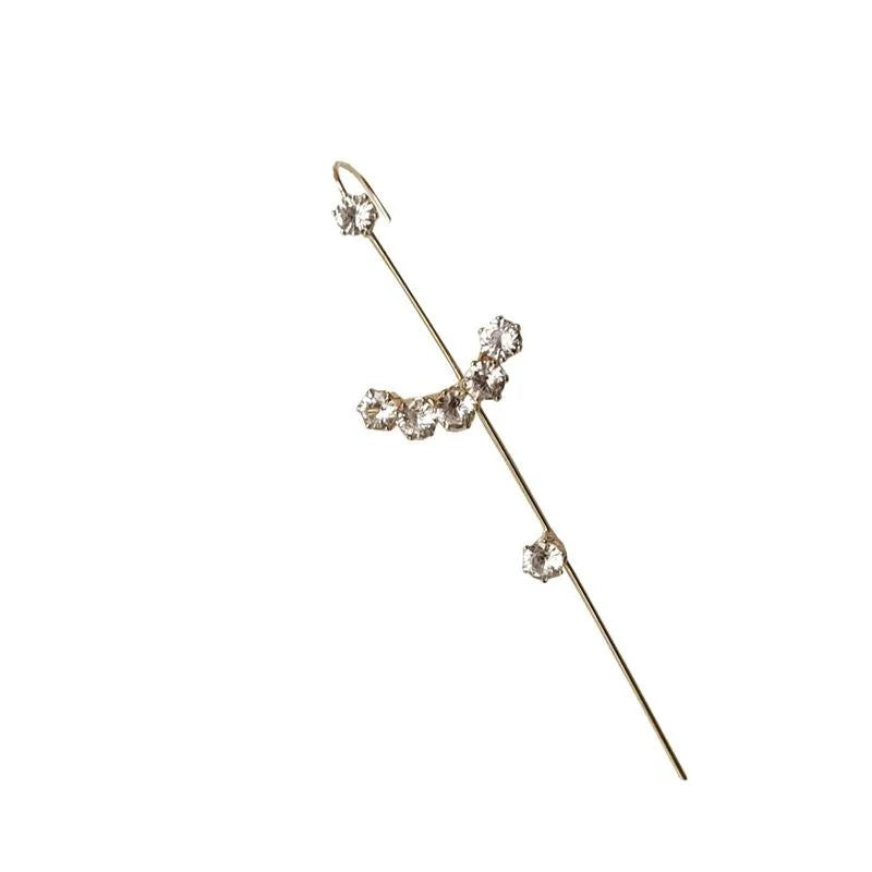 14K Gold Plated Copper Zircon Micro Pave Geometric Ear Bone Pin Drop Earrings