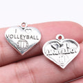 19x18mm 1.5g Multicolor Zinc Alloy I Love Volleyball Heart Charm Pendant for DIY Sports Jewelry