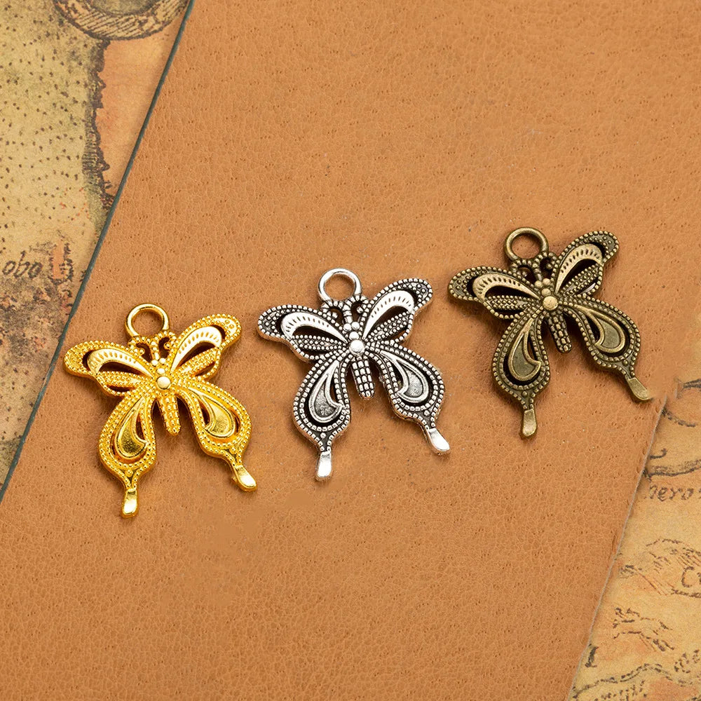28x24MM Zinc Alloy Butterfly Charm Pendant for DIY Necklace Bracelet Jewelry Making