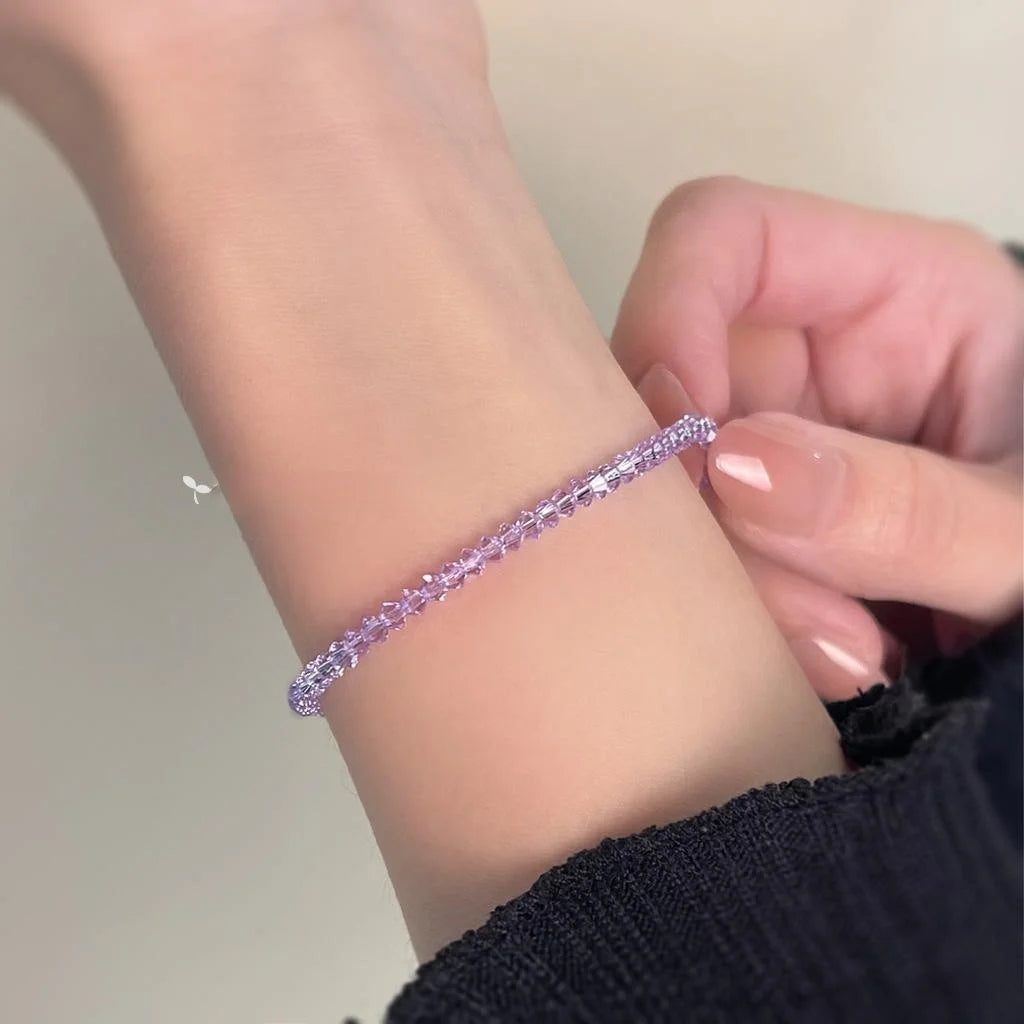 Premium Sparkling Crystal Round Bead Bracelet Geometric Minimalist Luxury Style