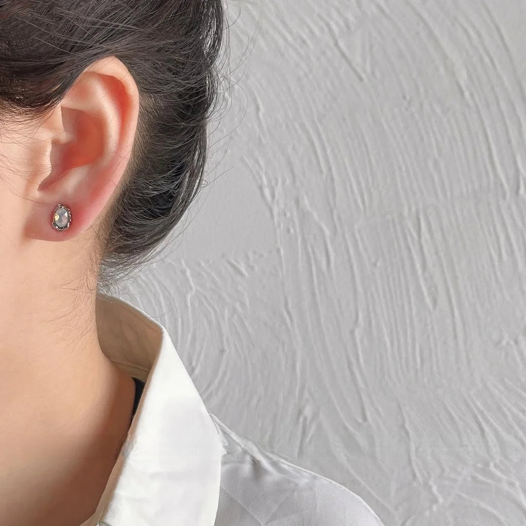 Minimalist Copper Milk Glass Crystal Stud Earrings Irregular Liquid Geometric Mini Jewelry
