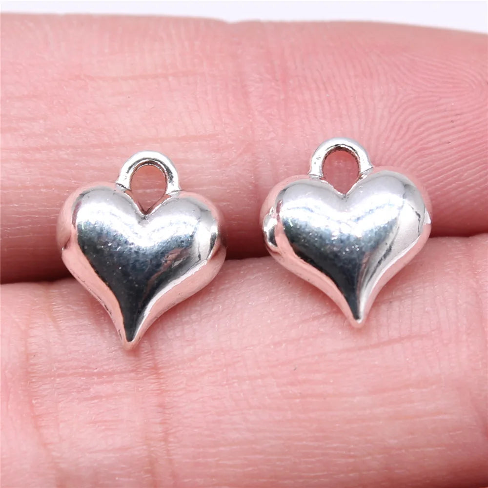 13x11mm 1.8g Multicolor Zinc Alloy 3D Heart Charm Pendant for DIY Necklace Bracelet Making