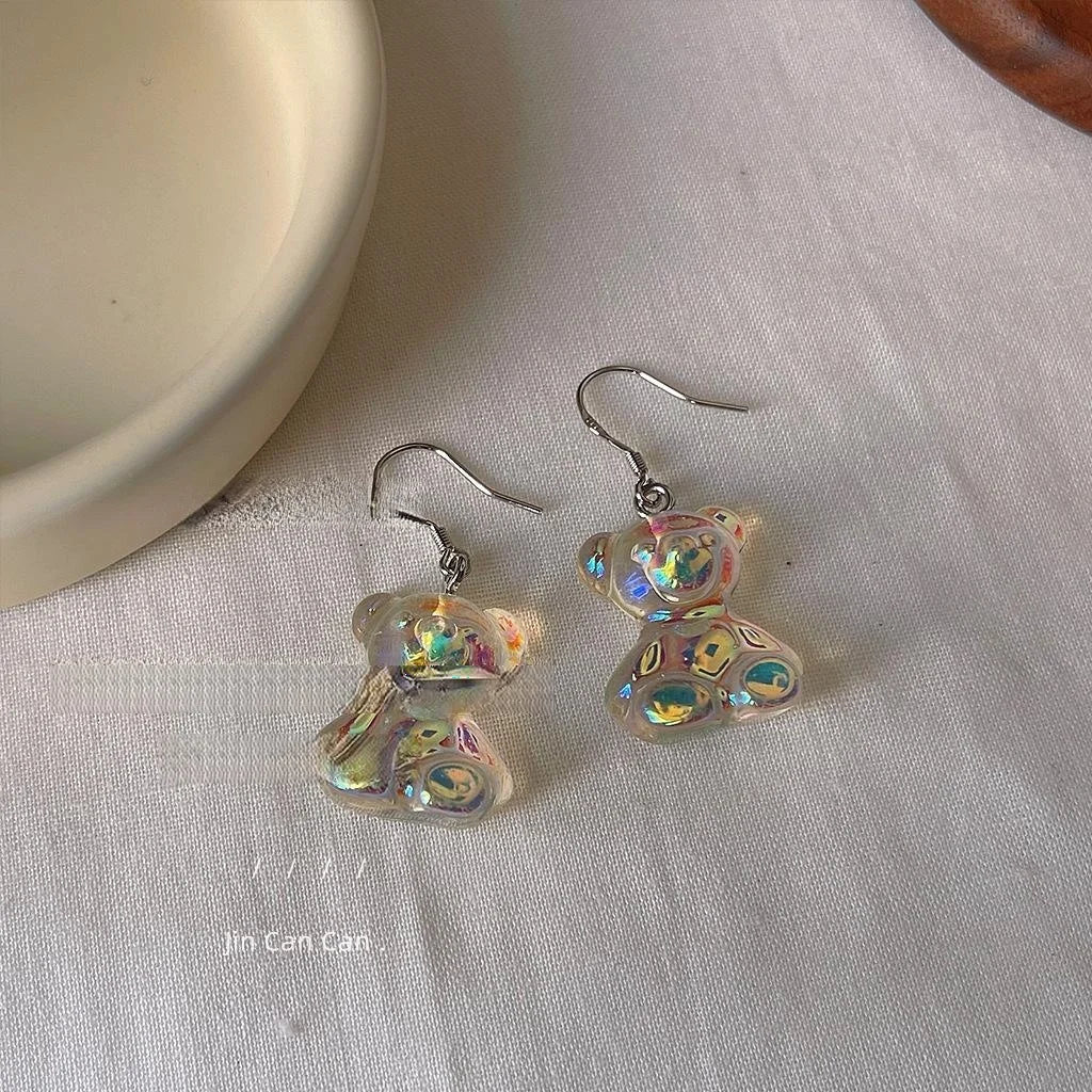 Cute Bear Alloy Stud Earrings Silver Plated Needle Lolita Style Girls Animal Ear Jewelry