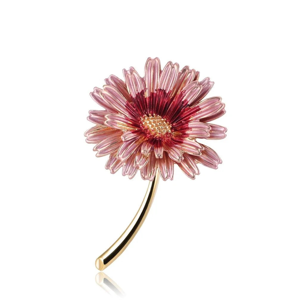 Cute Korean Style Enamel Daisy Flower Alloy Brooch For Women, Elegant Floral Lapel Pin Suit Accessory Gift