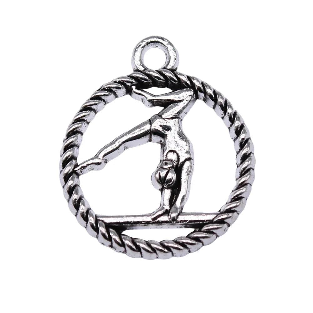 24x20mm 2.41g Multicolor Zinc Alloy Gymnastics Charm Pendant for DIY Sports Necklace Bracelet Making