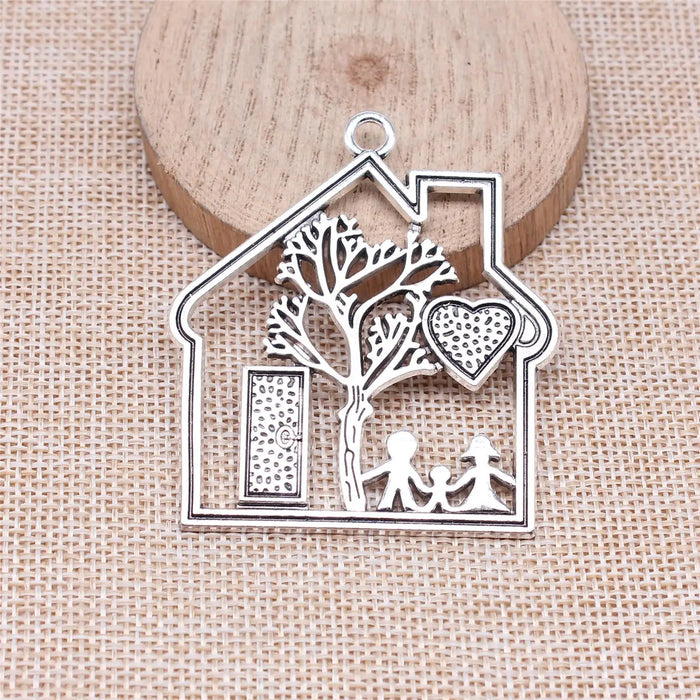 59x52mm 13.7g Multicolor Zinc Alloy Happy Family Charm Pendant for DIY Family Theme Jewelry