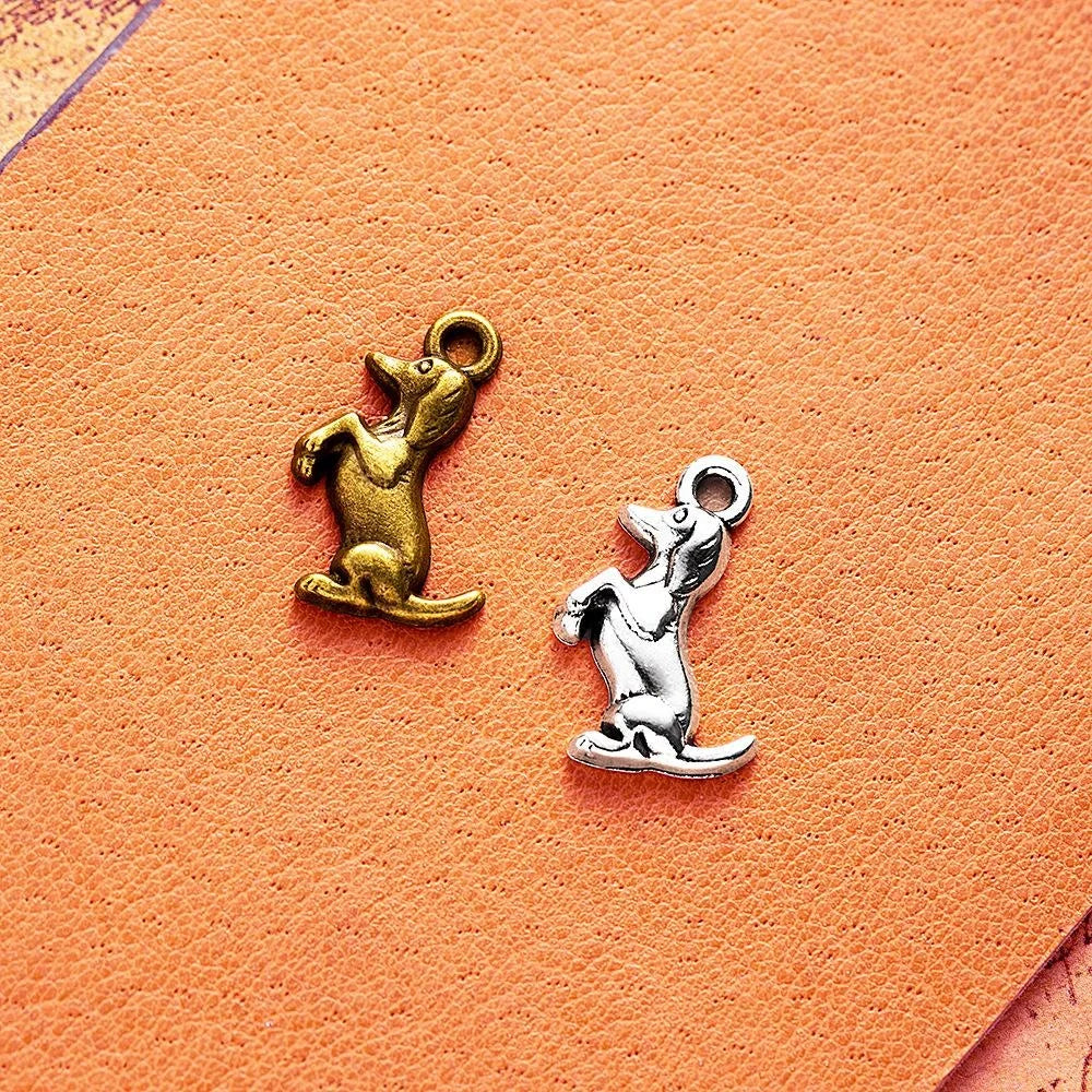 20x12MM Antique Silver Zinc Alloy Dog Charm Pendant for DIY Necklace Bracelet Jewelry Making