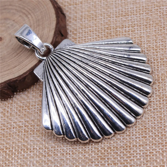 55x55mm 18.4g Antique Silver Zinc Alloy Shell Charm Pendant for DIY Necklace Bracelet Making