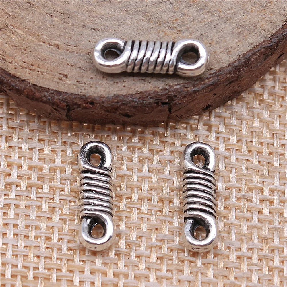 14x4mm 0.8g Antique Silver Zinc Alloy Twisted Rope Connector Charm for DIY Bracelet Jewelry Making