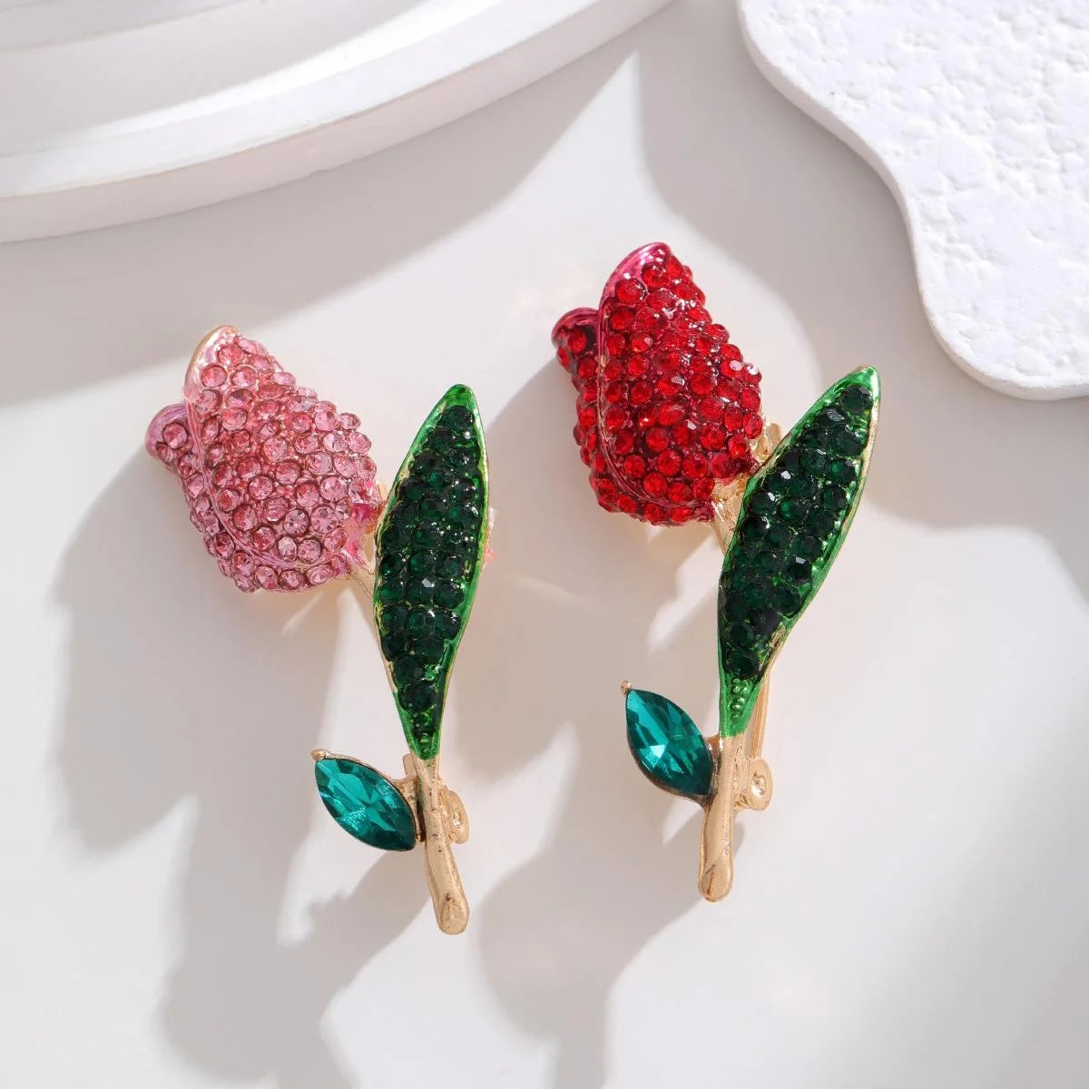 Elegant Rose Rhinestone Enamel Brooch For Women, Alloy Floral Lapel Pin Corsage Cardigan Suit Gift