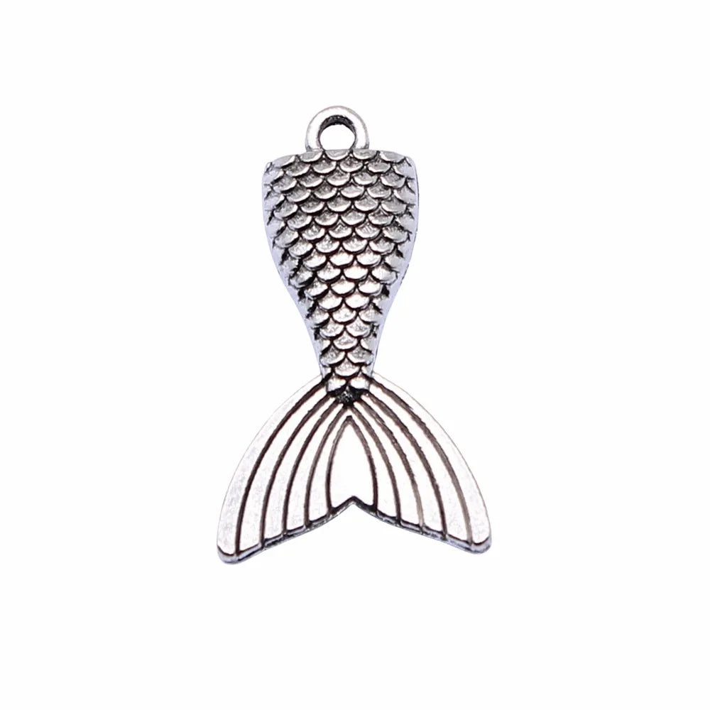 31x19mm 3g Antique Silver Zinc Alloy Mermaid Tail Charm Pendant for DIY Necklace Bracelet Making