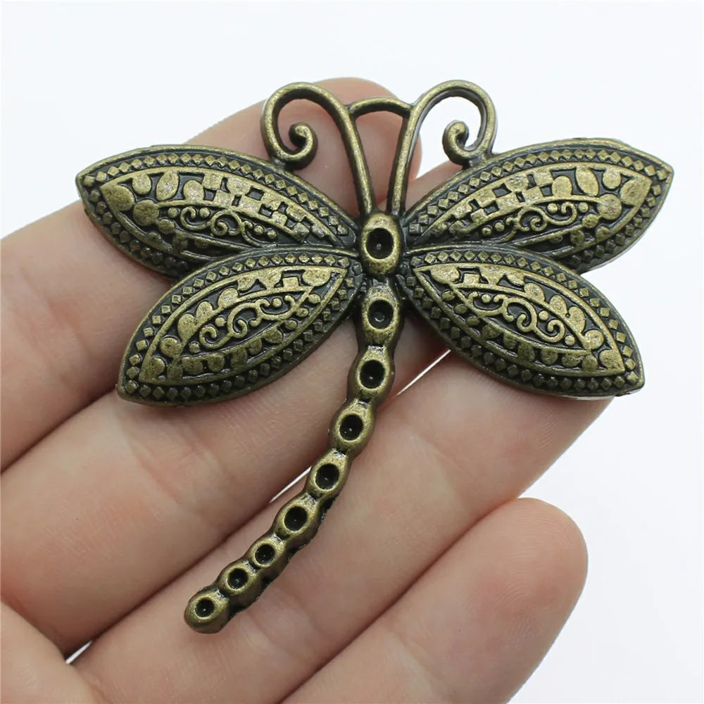 60x58mm 11.2g Multicolor Zinc Alloy Dragonfly charm pendant for necklace bracelet DIY jewelry making