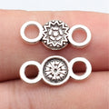 20x8.8mm 0.63g Antique Silver Zinc Alloy Round Floral Connector Charm for DIY Bracelet Jewelry Making