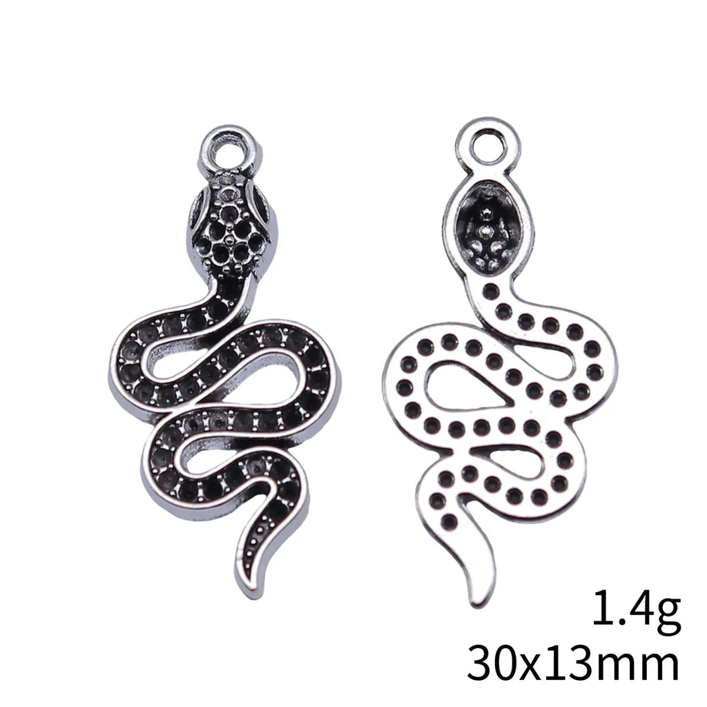30x13mm 1.4g Antique Silver Zinc Alloy Snake Charm Pendant for DIY Necklace Bracelet Jewelry Making