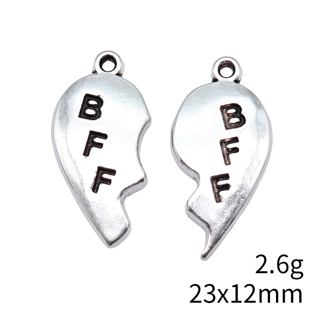 23x12mm 2.6g Antique Silver Zinc Alloy BFF Puzzle charm pendant for friendship necklace making