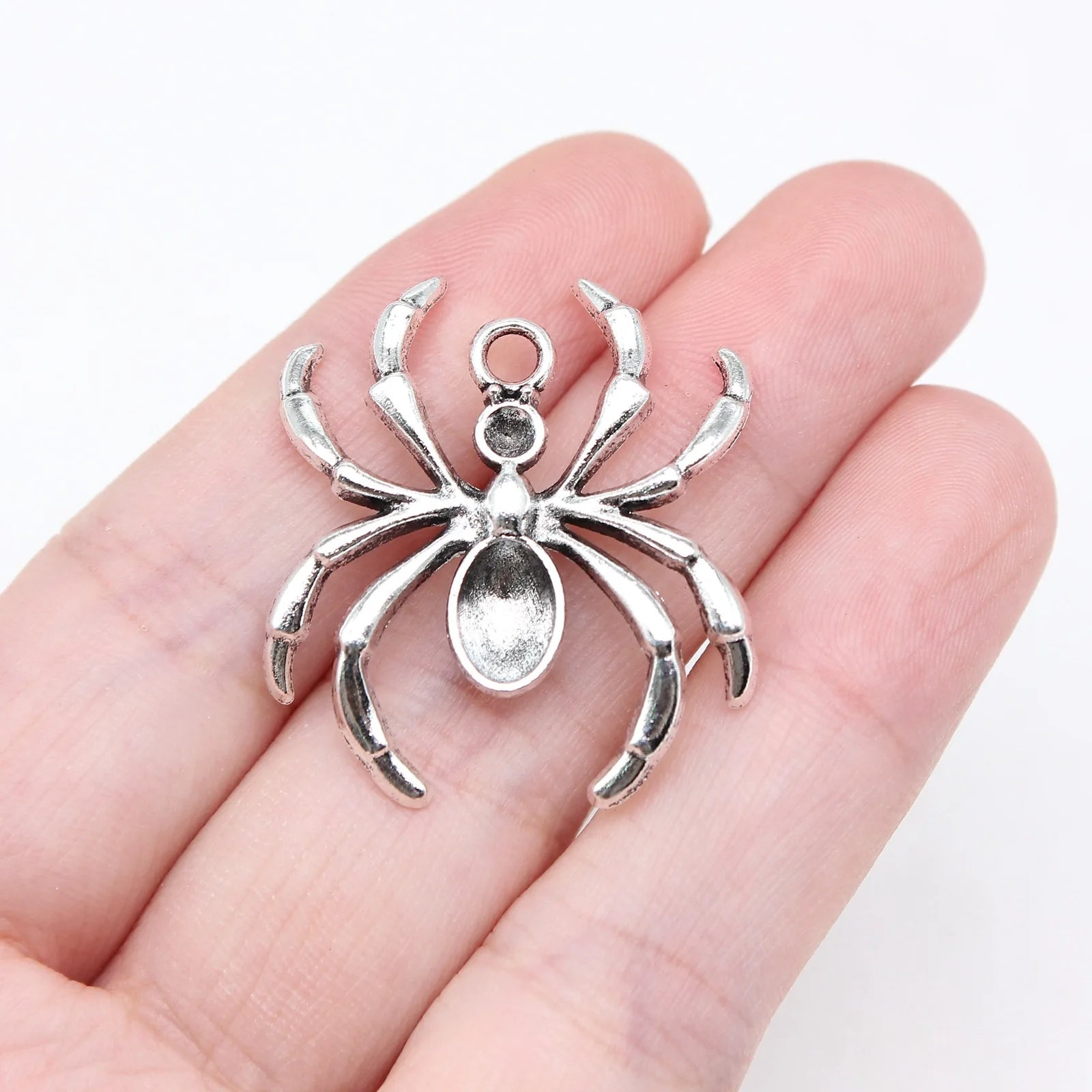 31x28mm 3.1g Antique Silver Zinc Alloy Spider Charm Pendant for DIY Gothic Jewelry Making