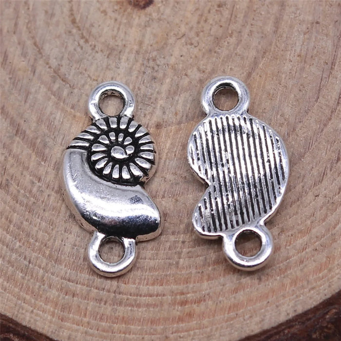 16x7mm 0.6g Antique Silver Zinc Alloy Conch Shell Connector Charm for DIY Bracelet Necklace Making