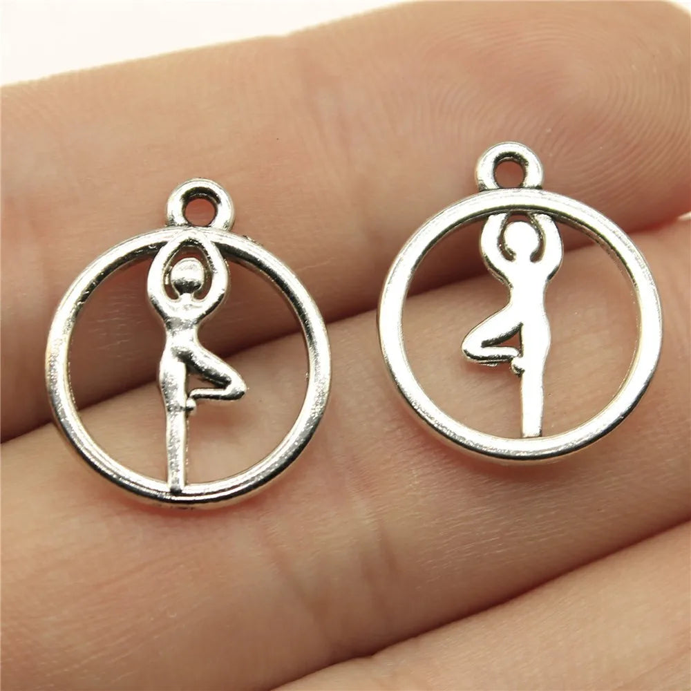 19x16mm 1g Multicolor zinc alloy Yoga charm pendant for DIY bracelet necklace jewelry making
