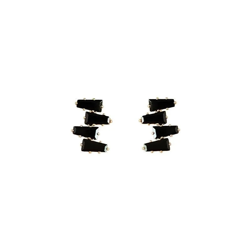 14K Plated Copper Irregular Geometric Micro Pave Zircon Stud Earrings Minimalist Style Jewelry