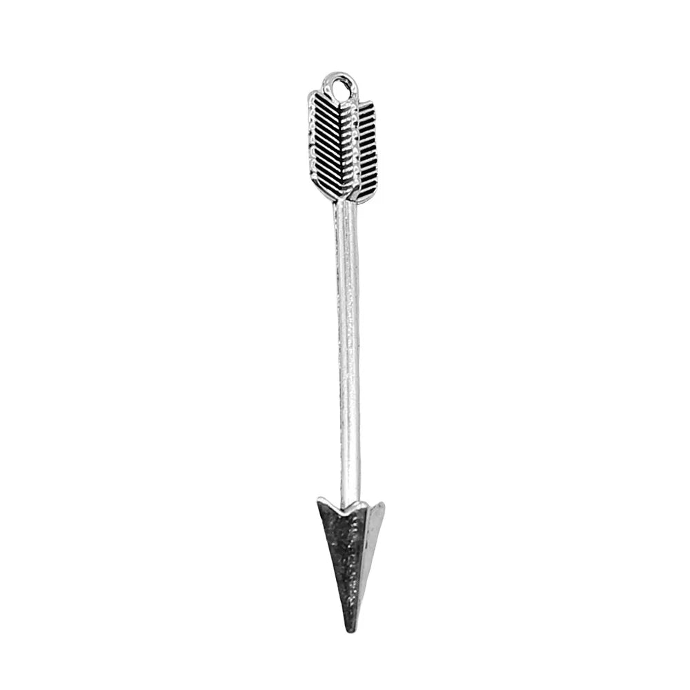 9x64mm 3.6g Antique Silver Zinc Alloy Bow and Arrow Charm Pendant for DIY Bracelet Necklace Making