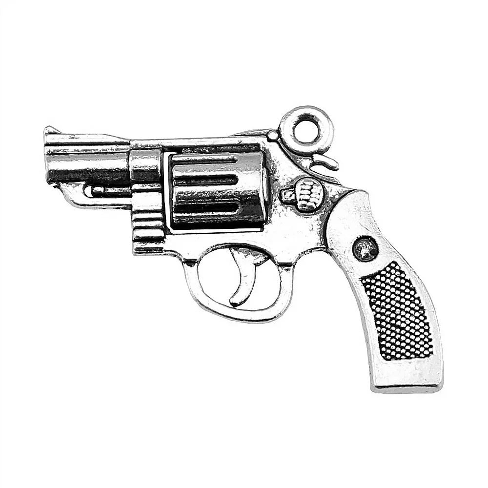 29x22mm 3.7g Multicolor Zinc Alloy Pistol Charm Pendant for DIY Bracelet Necklace Jewelry Making