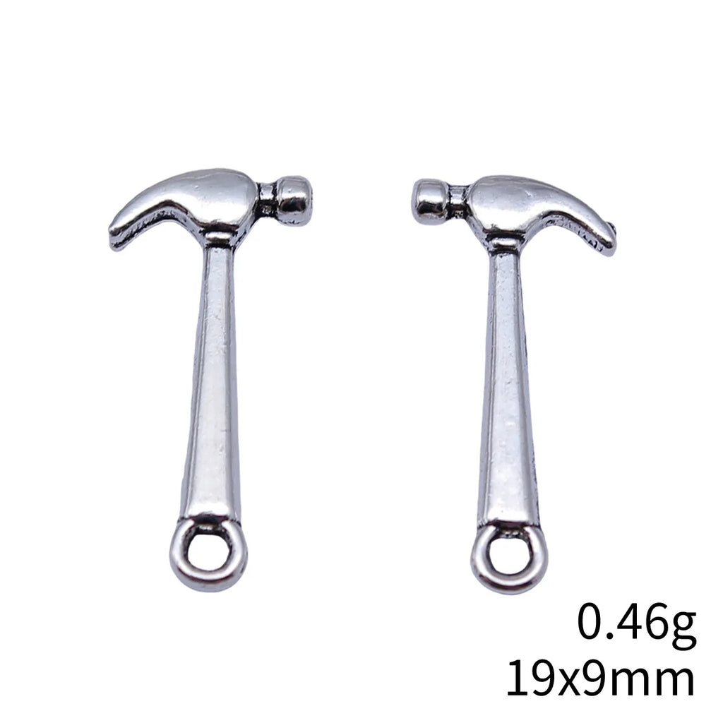 19x9mm 0.46g Antique Silver Zinc Alloy Hammer Charm Pendant for DIY Necklace Bracelet Making