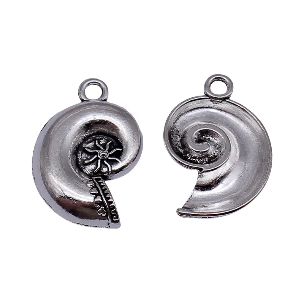 24x15mm 1.8g Antique Silver Zinc Alloy Conch Shell Charm Pendant for DIY Beach Jewelry Making