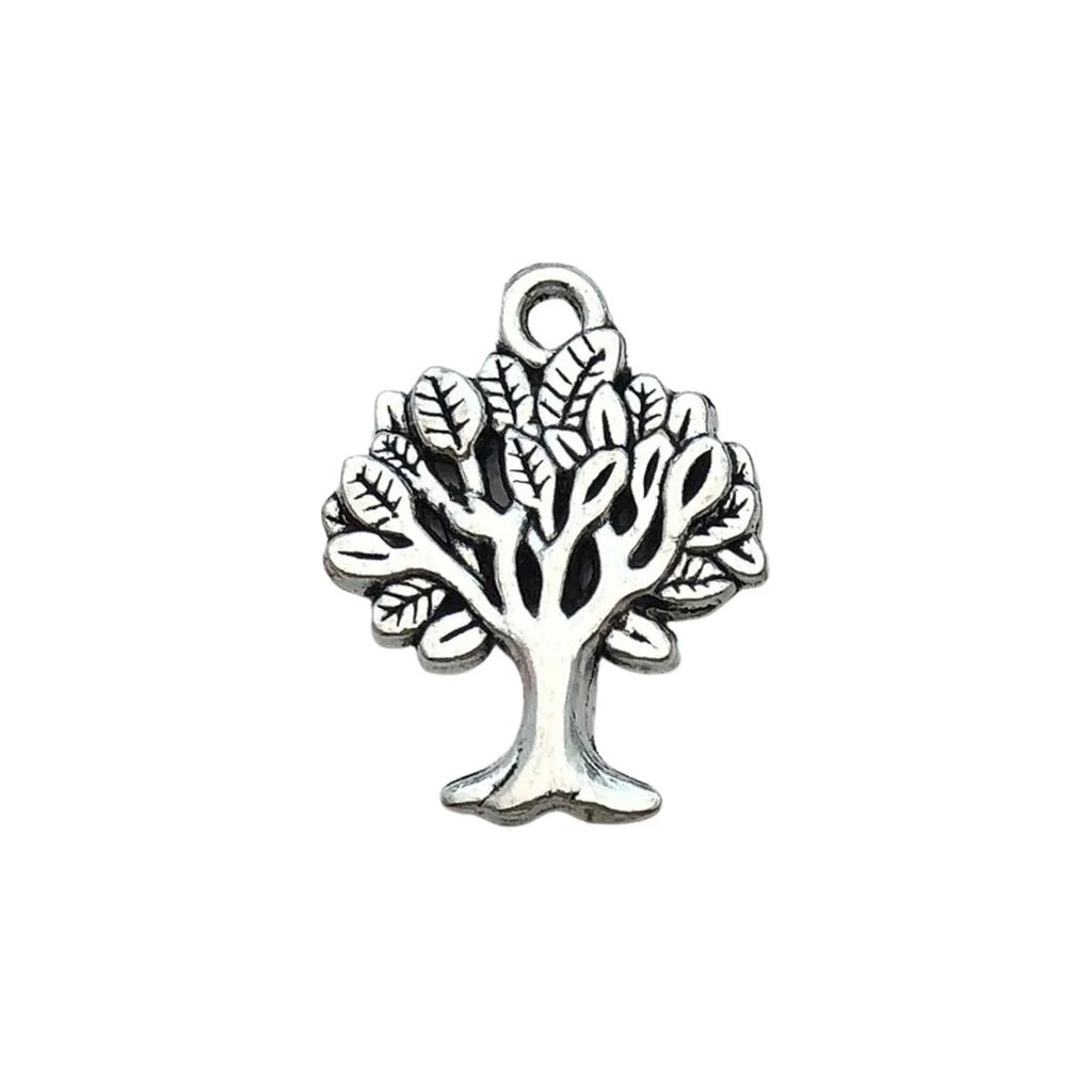 Antique Silver Zinc Alloy Hollow Tree of Life Bead for DIY Beaded Jewelry Making
