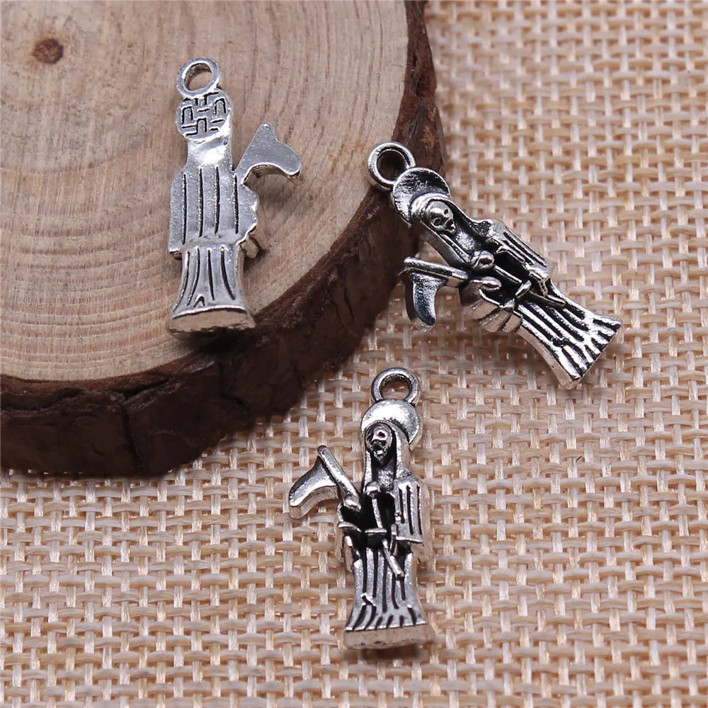 24x11mm 1.9g Antique Silver Zinc Alloy Grim Reaper Charm Pendant for DIY Jewelry Making