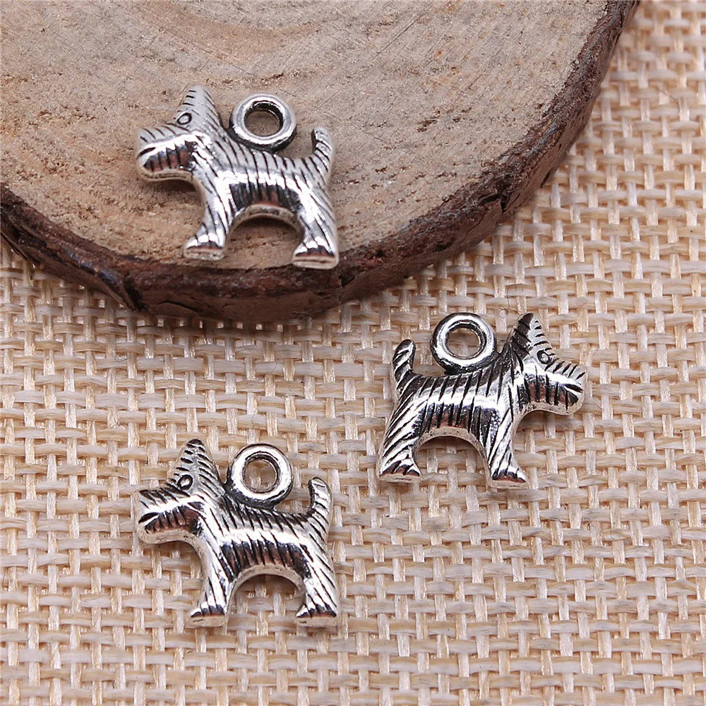 13x15mm 1.6g Multicolor Zinc Alloy Dog Charm Pendant for DIY Necklace Bracelet Jewelry Making