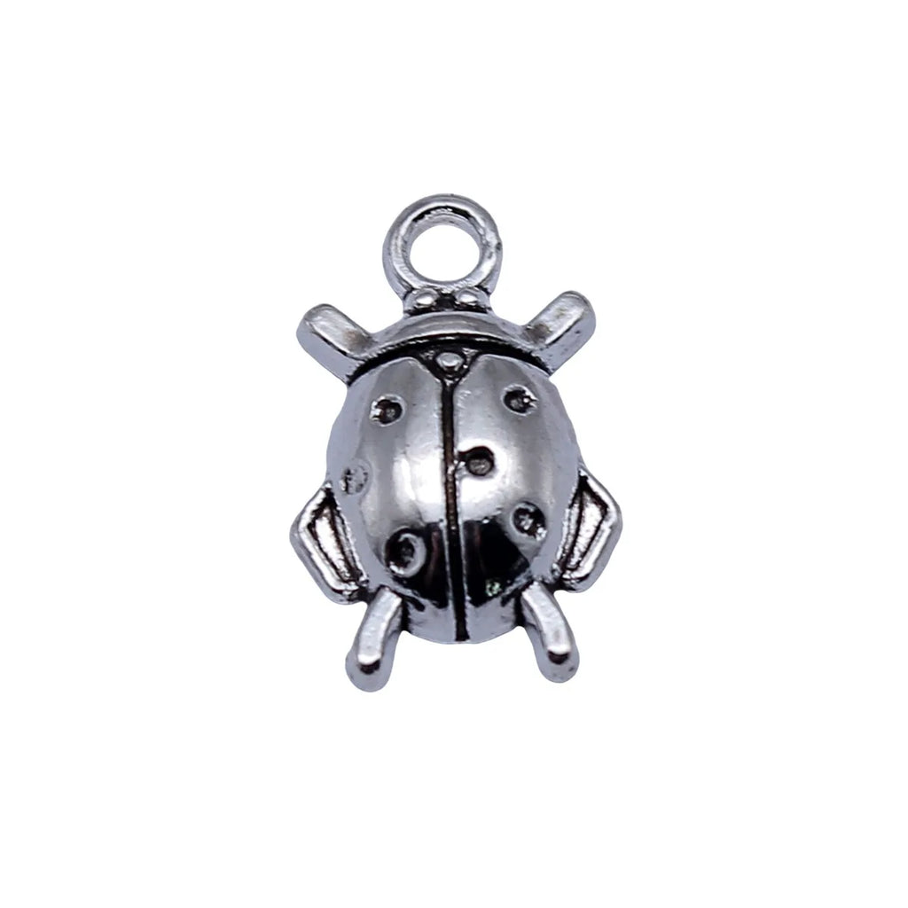 17x11mm 0.91g Antique Silver Zinc Alloy Ladybug Charm Pendant for DIY Necklace Bracelet Making