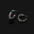 Vintage Rainbow Zircon Hoop Stud & Clip On No Piercing Spiral Alloy Ear Cuff Luxury Earrings