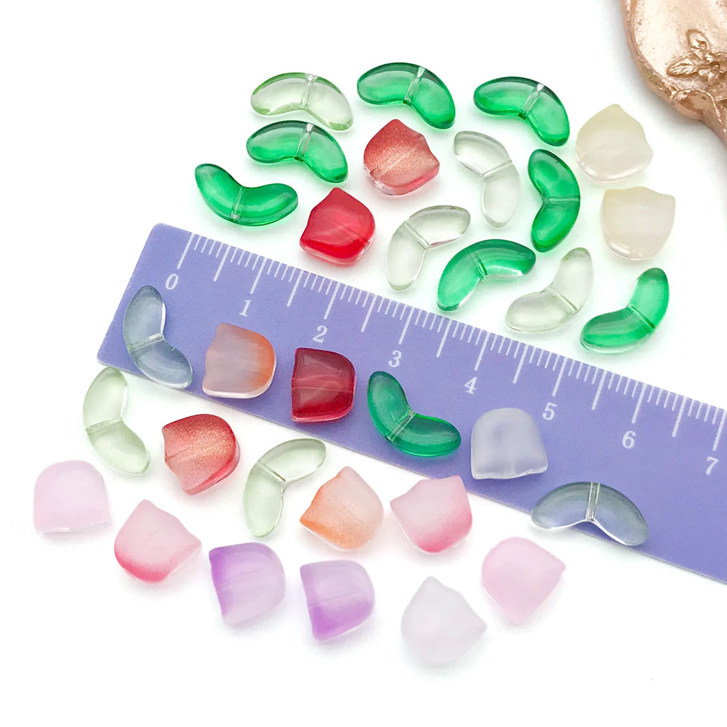 Gradient Glass Tulip Flower Leaf Loose Beads for DIY Bracelet Necklace Jewelry Making