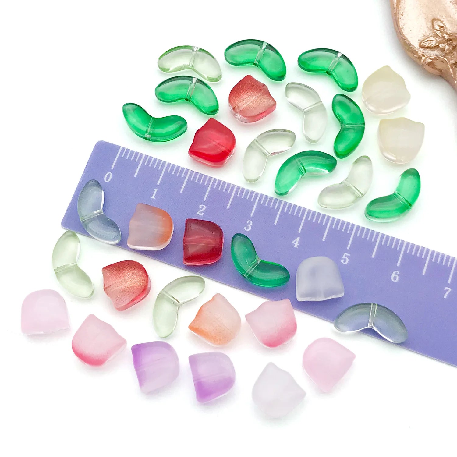 Gradient Glass Tulip Flower Leaf Loose Beads for DIY Bracelet Necklace Jewelry Making