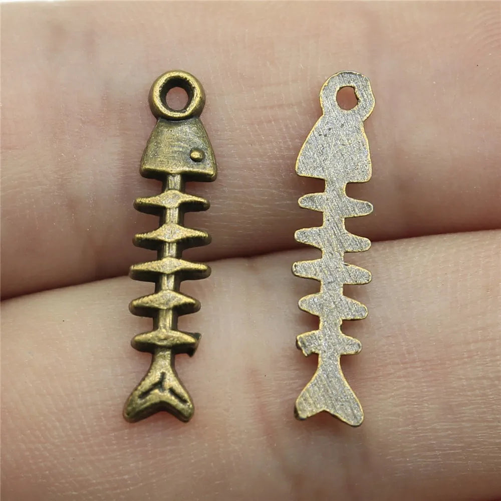 23x5mm 0.6g Multicolor zinc alloy Fish Bone charm pendant for necklace bracelet DIY jewelry making