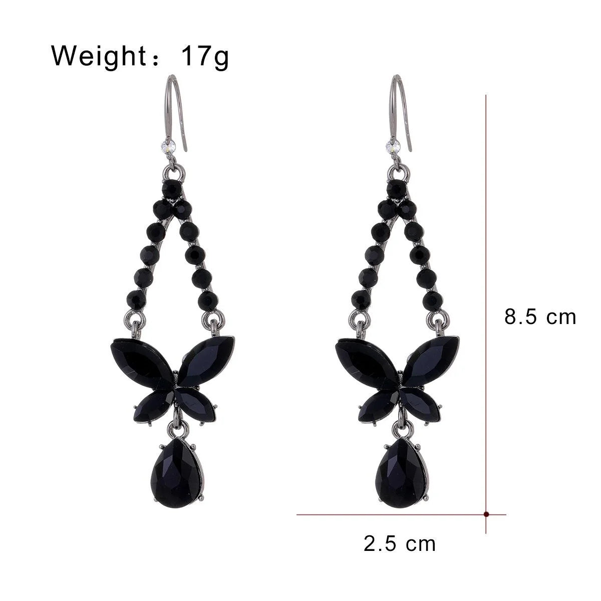Luxury Red Zircon Bow Tassel Drop Earrings With Butterfly Crystal Pendant For Wedding Party Gift
