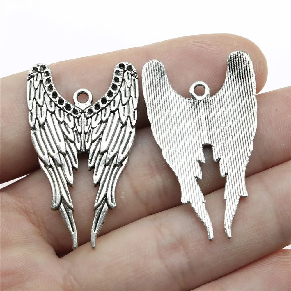 39x24mm 3.6g Antique Silver Zinc Alloy Double Wing Charm Pendant for DIY Bracelet Necklace Jewelry Making