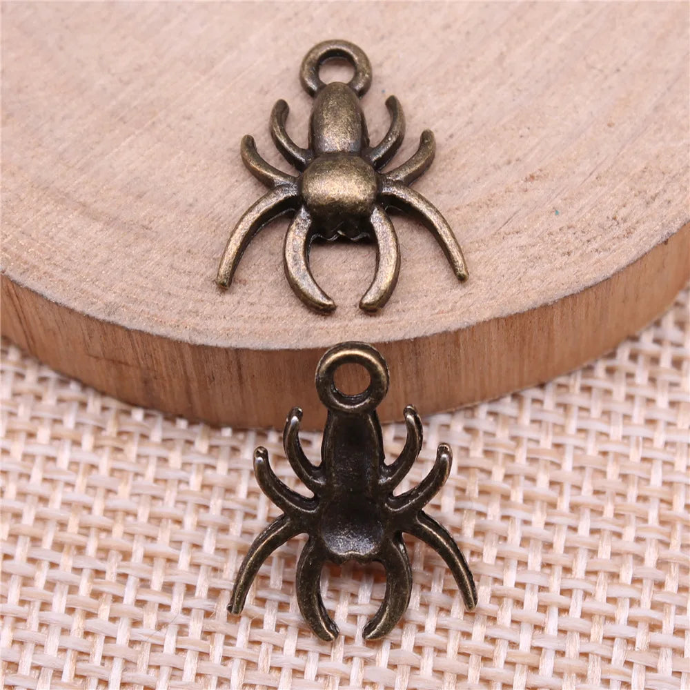 17x14mm 0.9g Multicolor Zinc Alloy Spider Insect Charm Pendant for Halloween DIY Jewelry Making