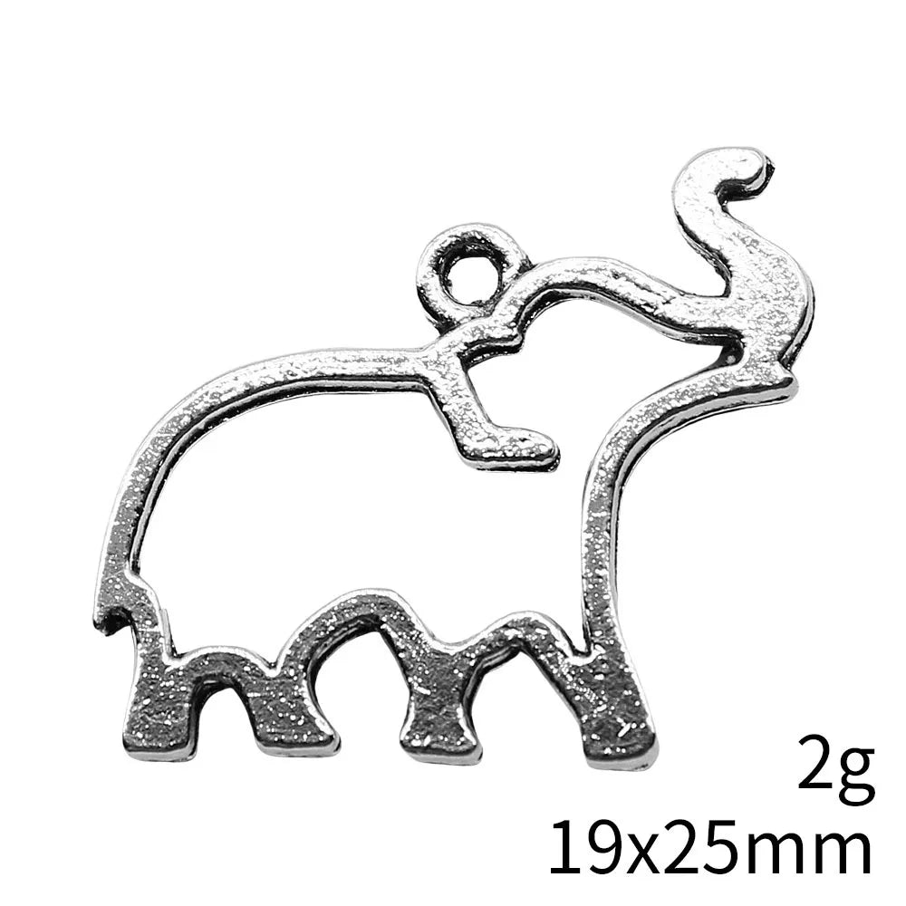 19x25mm 2g Multicolor Zinc Alloy Hollow Elephant Charm Pendant for DIY Necklace Making