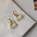 Caramel Matte 14K Gold Plated Hollow Triangle Acrylic Stud Earrings For Women