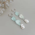 Fresh Elegant Handmade Blue Crystal Natural Stone Geometric Copper Drop Earrings For Women