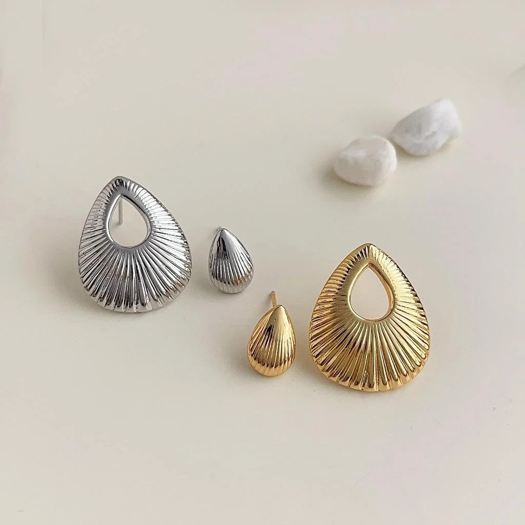 18K Gold Plated Copper Asymmetric Teardrop Drop Earrings For Women Designer Luxe Style